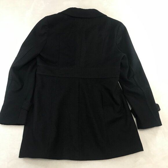 Kenneth Cole Reaction Women's Melton Wool Rayon Blend Pea Coat Noir Black Large - Picture 8 of 12